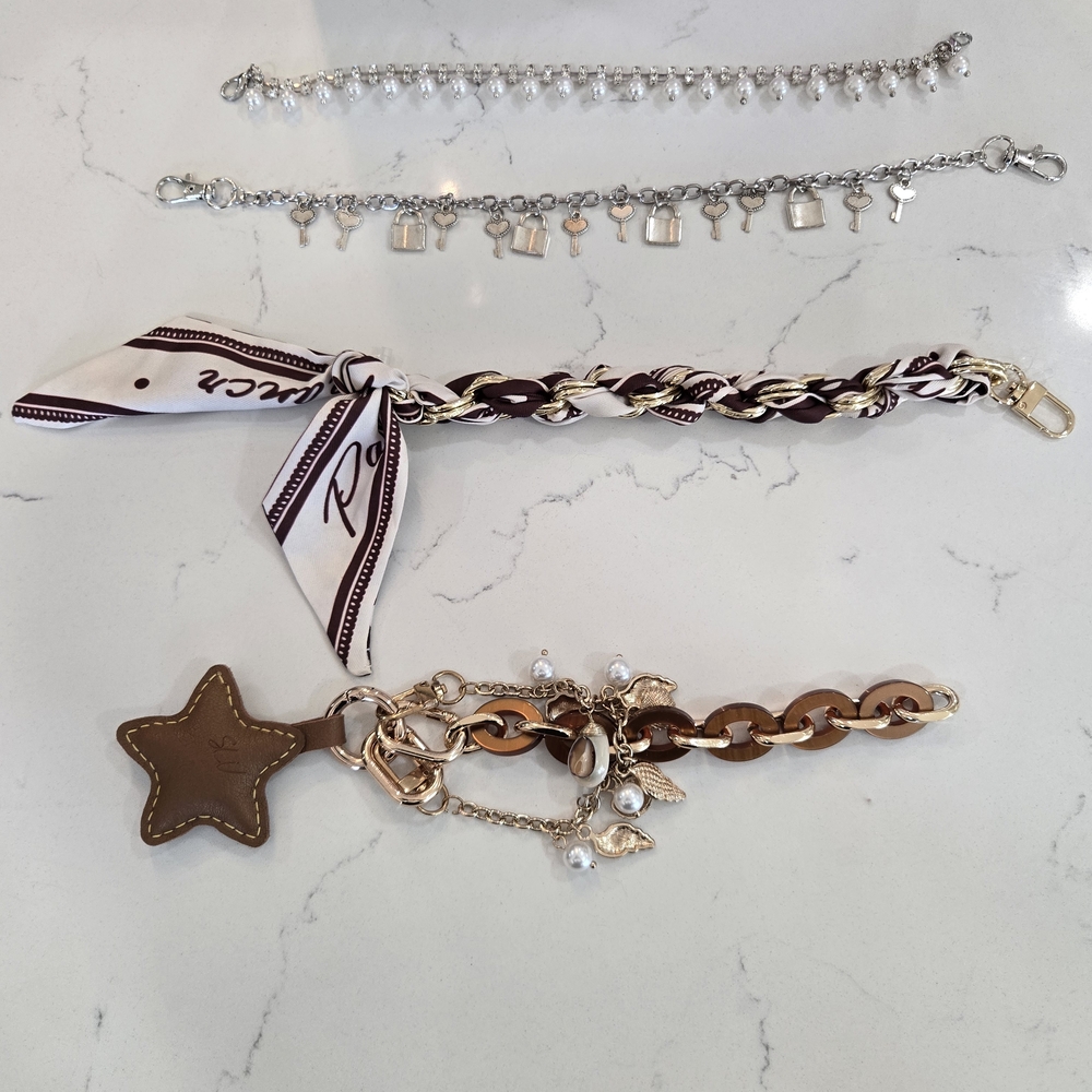 Elegant Brown and Silver Women's Bag Decorations